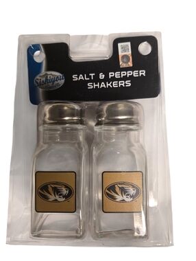Collectible Missouri Tigers Glass Salt and Pepper Shaker Set New In Box